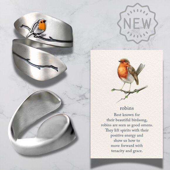 Kikiboheme Jewelry - Brand New For Spring Robin Bird Nature Lover Theme Silver Dipped Cuff Ring